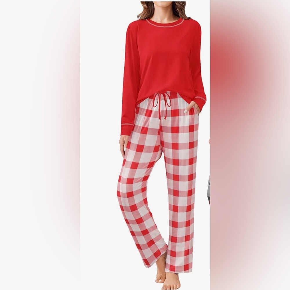 Women's Red Plaid Pajama Set